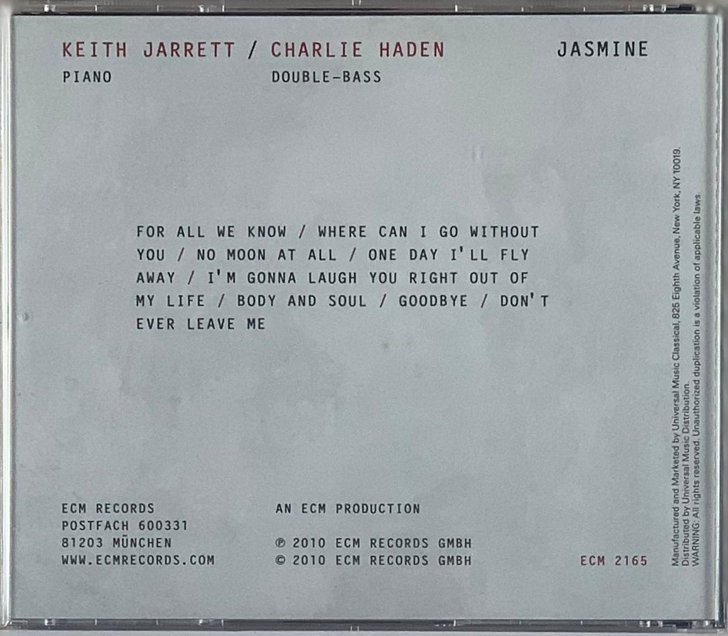 Keith Jarrett / Charlie Haden – Jasmine (CD usado) | Tracks Rio